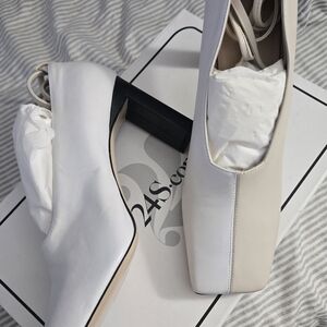 Wandler White and Cream Block Heel Shoes